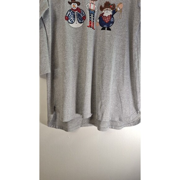 CLOVER and PINE Christmas Tunic Top Women XL Cowboy Rodeo Santa Snowman - Picture 6 of 8